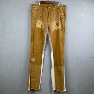 Rockstar Original RSM 205 Serrano Flare Carpenter Jean Mustard Paint Splatter 34